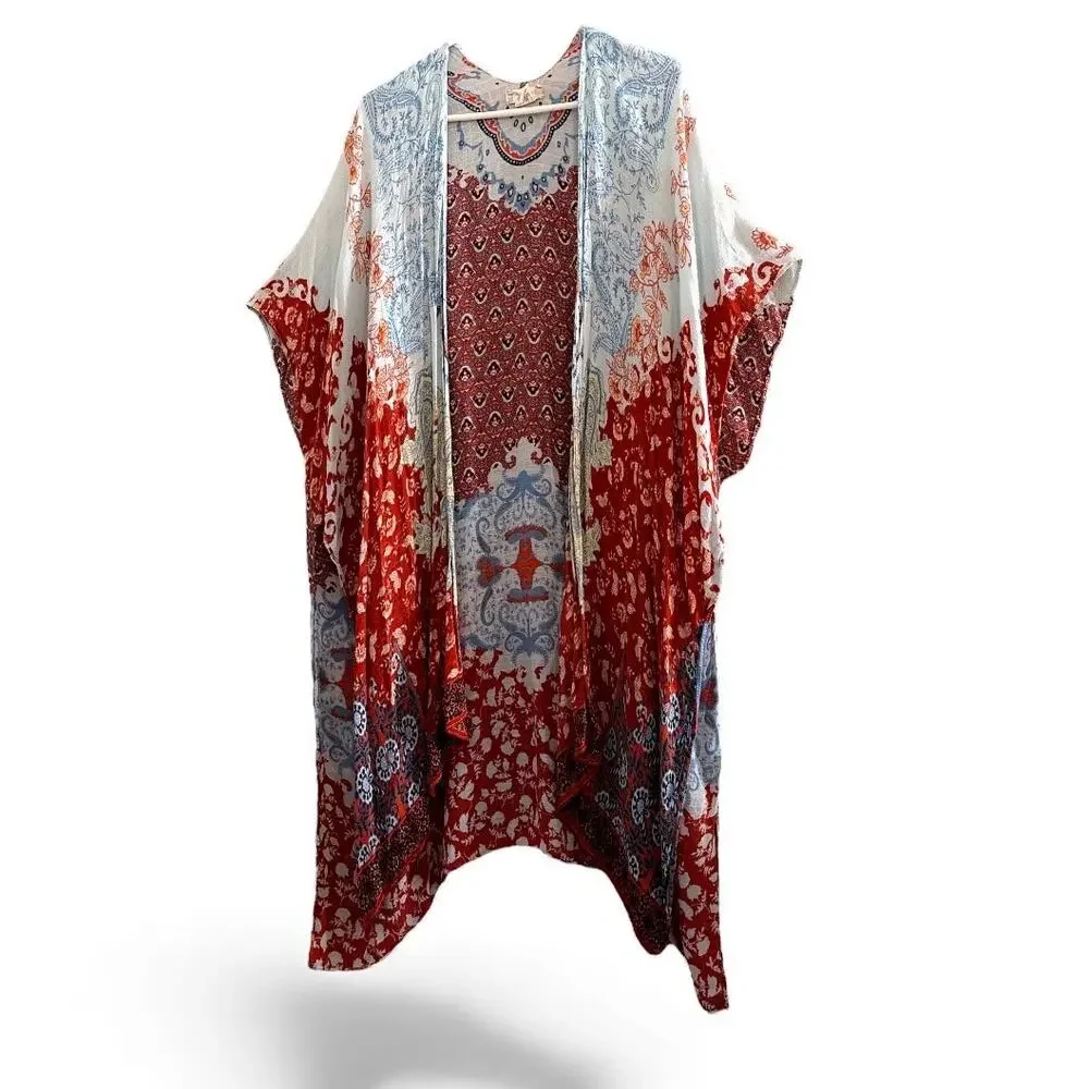 Altar'd State Multi Color Bohemian Midi Kimono OS - Picture 10 of 12